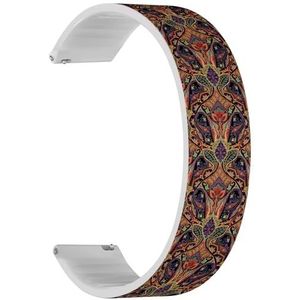 RYANUKA Solo Loop band compatibel met Ticwatch Pro 3 Ultra GPS/Pro 3 GPS/Pro 4G LTE / E2 / S2 (Paisley Decorative) Quick-Release 22 mm rekbare siliconen band band accessoire, Siliconen, Geen edelsteen