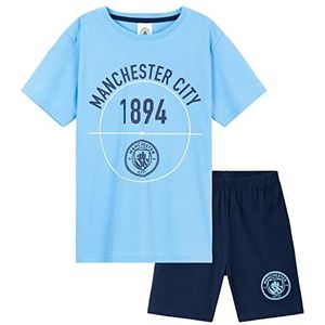 Manchester City F.C. Jongenspyjama's Shorts Set Zomer Supportersuitrusting Tieners Jongens PJ's Pyjama's voor kinderen Loungekleding Jongens voetbal PJ's Nachtkleding 5-14 jaar- (Blauw, 13-14 jaar)