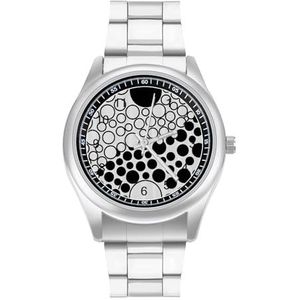 Yin En Yang Zwart Wit Stippen Mode Horloge Zakelijke Jurk Quartz Rvs Polshorloge Armband Horloges