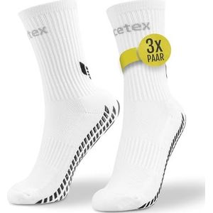 Racetex Grip sokken voetbal wit [3-PACK] - Ademende Grip socks - Voetbalsokken Heren en Dames - Antislip en Zweetbestendige Heren Voetbalsokken voor optimaal comfort