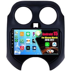 Android 15 Autoradio Voor Nissan March 2010-2017 met Draadloze Carplay Android Auto, 9 Inch Autoscherm Soporta Bluetooth WIFI GPS FM/RDS(8Core(4+64GB))