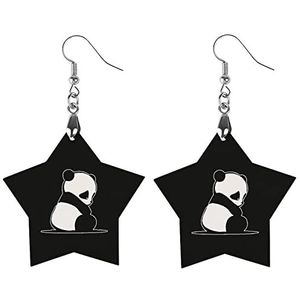 Trieste Panda Mode Leuke Oorbellen Grappig Geschilderd Houten Sieraden Geschenken voor Vrouwen Ster