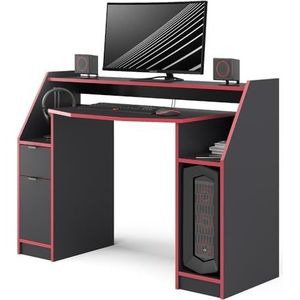 Vicco Computertafel Joel, PC-tafel, gamingtafel, bureau, gamingbureau, zwart en rood, 123,2 x 90 cm