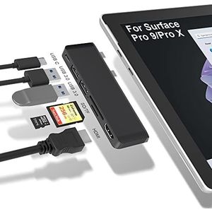 Surface Pro 9/10/11/X Hub Docking Station Multi Port 6-in-2 met Thunerbolt4 USBC 4K Display 40 Gbps Data PD Opladen | HDMI | USB3.0 | microSD TF SD-kaartlezer voor Microsoft Surface Pro X|9|10|11