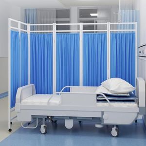 Medische kamerverdeler met opvouwbare panelen, mobiel medisch privacyscherm, waterdicht nylonweefsel, kamerverdeler met vergrendelbare wielen, geschikt, 189 cm hoog(Blue,6-panel)