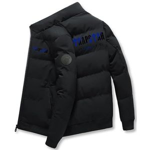 YOUPO Trapstar London Lichtgewicht pufferjack for heren Winter geïsoleerde gezwollen jas Warm for buiten Polyester Lange mouwen Ritssluiting Normale pasvorm Gewatteerde jas met zakken (Color : Black