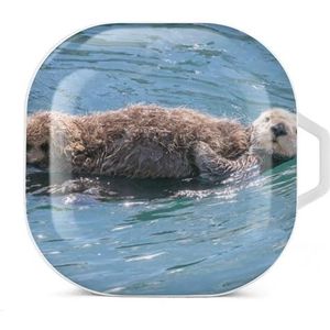 Grappig Floatig Otter Oordopjes Hoesje Compatibel met Samsung Hard Shell Beschermhoes Wit-Stijl