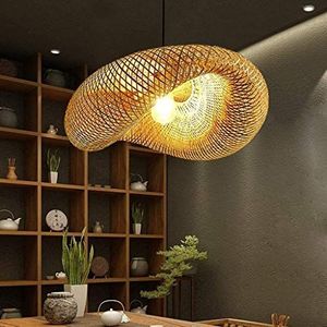 Hanglamp Retro Natuurlijke Bamboe Rotan Geweven Kroonluchter Rotanverlichting Houten Hanglamp Verstelbare Hoogte E27 Hanglamp Eetkamer Woonkamer Slaapkamer Keuken Decoratie Hanglamp,100cm