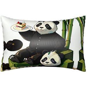 Pandas van vader en zoon satijnen kussensloop, slaapkamer zachte kussensloop met verborgen rits faux zijden stof voor haarverzorging 1 stuk 50 x 76 cm