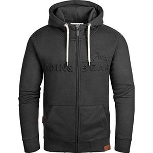 Grin&Bear Heren hoodie sweatshirt met reliëf logo GEC017, zwart, XXL