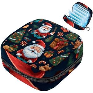 MUOOUM Merry Christmas Patroon Maandverband Opbergtas Menstruatie Pad Tas Draagbare Menstruatie Cup Pouch met Rits voor Tiener Meisjes Vrouwen Dames