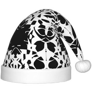 SSIMOO Zwart-wit patroon Heerlijke kinderen pluche kerstmuts - vakantie decoratieve hoed voor feesten, feestelijk plezier en meer