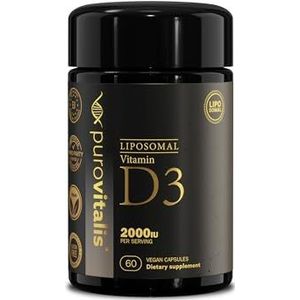 PUROVITALIS Vitamine D3 2000iu Liposomaal, 60 porties (60 Veganistische Capsules), hooggedoseerd antioxidant supplement