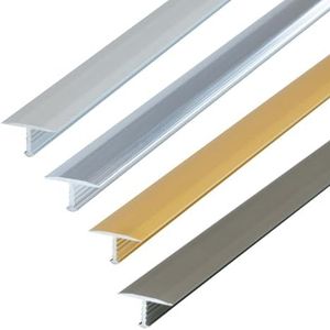 Dalsys T-profiel, overgangsprofiel 100cm x 18mm vloerprofiel van geanodiseerd aluminium, zilver verchroomd