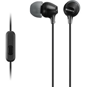 Sony MDR-EX15AP In-ear hoofdtelefoon (met headsetfunctie, geïntegreerde microfoon) zwart (gereviseerd)