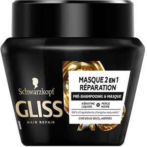 Schwarzkopf - Gliss - reparatiemasker 2-in-1 - voorshampoo en masker - droog/beschadigd haar - haarverzorging - 96% ingrediënten van natuurlijke oorsprong - pot van 300 ml