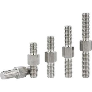 5 stuks M3 304 roestvrij staal links en rechts draad dubbele kop draadstang dubbele eind draadstang bout(50mm)