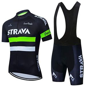 Mannen Fietsen Pak Fietsen Kleding Set Korte Mouw Met Gel Pad Bib Shorts voor Outdoor MTB Cycle Rijden Fietsen Rijden Sportkleding Korte Jersey (Groen, XXL)