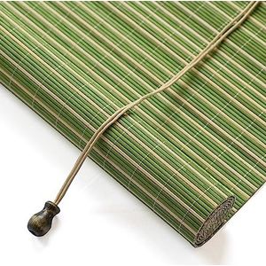 Retro bamboe rolgordijnen, vouwgordijnen, zonwering, verduisterende rolgordijnen, scheidingsdeurgordijn, voor ramen en deuren, groen en wit, aanpasbaar (55 x 140 cm)