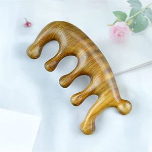 Hoofd meridiaan massage kam brede tand sandelhout kam acupunctuur gua sha hoofdhuid ontspannen bloedcirculatie antistatisch 1 stuk (kleur: 10)