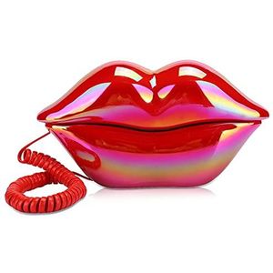 Vaste telefoon, bedrade creatieve rode lippen Vaste telefoon, Europese stijl multifunctionele schattige desktop bedrade telefoon voor thuiskantoor, cadeau voor verjaardag Valentijnsdag