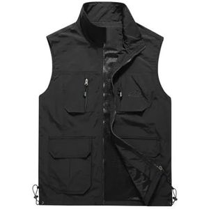 Pegsmio Outdoor Vest Voor Mannen Ademend Slanke Jas Met Grote Zakken Vest, Zwart, 4XL