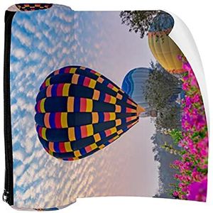 Potlood Case Pen Tas Houder met Rits Coin Organizer Tassen Make-up Cosmetische Pouch voor Vrouwen Tiener Meisjes Jongens Kinderen, Hete Luchtballon Patroon