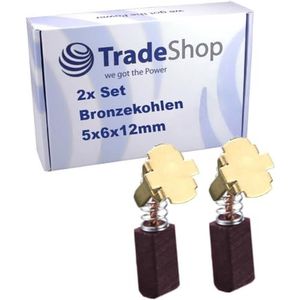 2 x Trade-Shop bronzen koolborstels 5 x 6 x 12 mm, compatibel met Hitachi WH14DMR WH14DSL WH18DL WH18DMR WH8DH WH9DM WH9DMR WH9DMR WH9DM2 WP12DM WR12DH WR12DM
