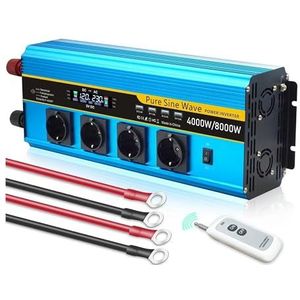 Inverter Zuivere Sinusomvormer DC12V/24V Naar AC220V 230V Afstandsbediening LCD-scherm RV Auto-omvormer Zonne-energie-accu-omvormer 8000W Europees Stopcontact Converter(DC12V,60Hz,B 8000W peak)