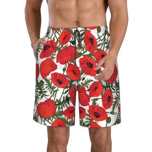JIAWUJYNB Strandshorts voor heren, met bloemenprint, sneldrogende technologie, lichtgewicht en casual, Wit, XL