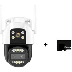 Bewakingscamera, 4G Sim-kaart IP Camera 4K HD 10X Zoom PTZ Camera Drie Lens Dual Screen 2K Beveiliging Cam Auto Tracking P2P Surveillance(4K WIFI Add 64G)