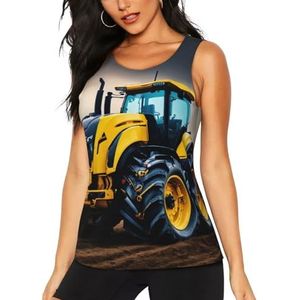 OAZCVBNN Bedrijf Boerderij Tractor Print Hot Zomer Mouwloze Tops Atletische Tank Tops Gym Actieve Levensstijlen Casual Uitjes, Zwart, S