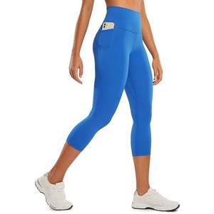 CRZ YOGA Vrouwen Butterluxe Workout Capri Leggings 21'' - Hoge Taille Crop Yoga Broek met Zakken Boterzacht Fonkelend blauw S