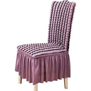 Stretch Eetkamerstoel Slipcover， Stoelhoezen Dikkere elastische eetkamerstoelen Stoelhoezen Wasbaar Afneembaar Eetkamerstoelhoezen met hoge rugleuning Stoelhoes for eetkamer, hotel, banket(Purple Whit