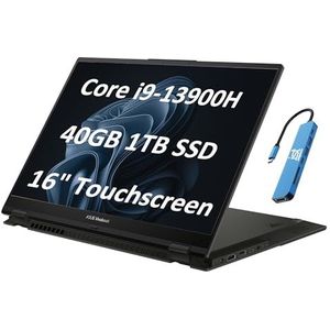 ASUS Vivobook S 16 Flip 2-in-1 laptop (16 inch FHD+ touchscreen, Intel 14-Core i9-13900H, 40GB RAM, 1TB SSD, IST HUB) voor maker, fotograaf, ontwerper, backlit KB, Win 11 Pro w/AI Copilot, zwart