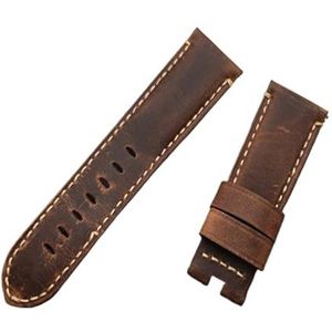 CBLDF Topkwaliteit 24 Mm Bruin Grijze Vintage Retro Italië Lederen Horlogeband Compatibel Met Panerai Band Horlogeband Vlinder Gesp Riem (Color : Retro brown, Size : With buckle)