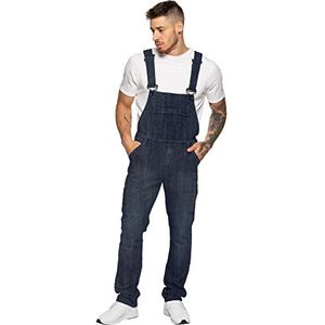 989Zé ENZO Heren Denim Jeans EZD390 Designer Katoen Tuinbroek Overalls Heavy Duty Taille Maten 30-50, Donkerblauw, 44W / 32L