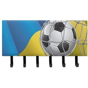 Voetbal Doel En Oekraïne Vlag Sleutelhangers Met 6 Haken Grote Wandmontage Sleutelhouder voor Entryway