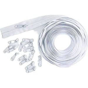 Telliswelt 5 m eindeloze ritssluiting spiraal 3mm wit inclusief 15 metalen schuivers per meter beddengoed kussen