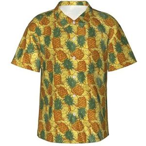 Sanfutian Pineapple Heren 3D Print Casual Button Down Shirts, nieuwigheid Hawaiiaanse korte mouwen, Zwart, S