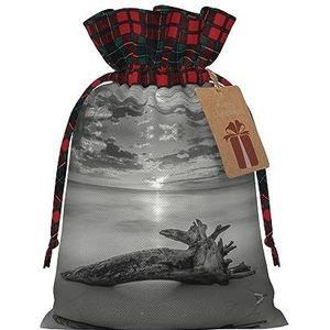 Buffalo Plaid Xmas Gift Zakken W/Tags, Xmas Snoepzakken Kleine Halloween Traktatie Zakken Goody Gift Bags, Strand Hout Foto