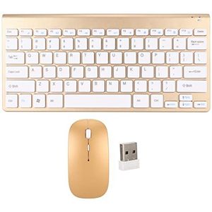 Draadloze Toetsenbord-muiskit, Schattige LED-indicator Energiebesparende Draagbare Draadloze Sleutelcombinatie Stille Knop Compact voor Thuis (GOLD)