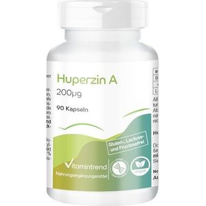 Huperzine A 200µg - uit Lycopodium extract - 90 capsules - hoge dosering - veilige dosering - veganistisch - biologisch beschikbare supplementen uit Duitsland | Vitamintrend