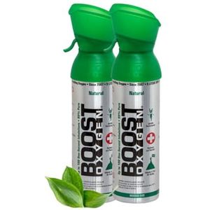 Boost Oxygen - Zuurstof - Natuurlijk, 95% Zuivere Zuurstof - Zuurstoffles voor Concentratie, Recuperatie, Energie, Stemming, Medium - 10L, 2x5L (2x Stuks - 200 Inhaleringen) - Naturel