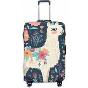 LZQPOEAS Leuke lama bloemenprint bagage cover elastische wasbare koffer cover protector mode reizen bagage covers fit 18-32 inch bagage, Zwart, S