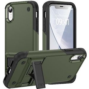 Case Cover, Militaire beschermhoes Compatibel met iPhone XR-hoes met standaard, robuuste beschermhoes for het hele lichaam Schokbestendige hoes van militaire kwaliteit (Color : Army Green+Black)