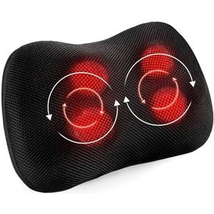 Massagekussen, shiatsu-massageapparaat voor nek, schouders, rug, elektrisch massageapparaat met verwarmingsfunctie en 3D roterende weefselkneedmassageapparaat voor taille, ontspanning thuis en op kantoor