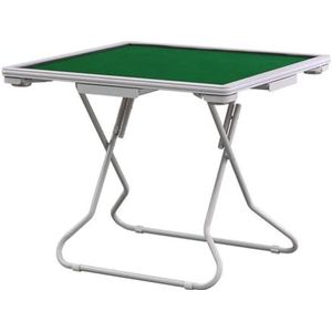 34.6"" Square Mahjong Table Foldable, Multifunctional Card Tables with 4 Cup Holders&Drawers, Thickened Mute Silent Velvet Fabric Surface Table for Majiang Poker Board Games (Color : Green white)