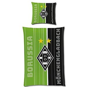 Borussia Mönchengladbach omkeerbaar beddengoed - De Veuen-Elf brandt in het donker 135 x 200 + 80 x 80 cm 100% katoen Linon voetbal fan VFL 1900 Niederrhein Borussia-Park Duitse maat met YKK-RV