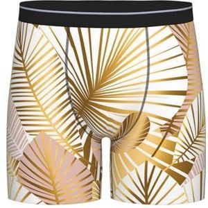 Boxer slips, heren onderbroek boxershorts, been boxer slips grappig nieuwigheid ondergoed, tropische plant in goud, zoals afgebeeld, XL